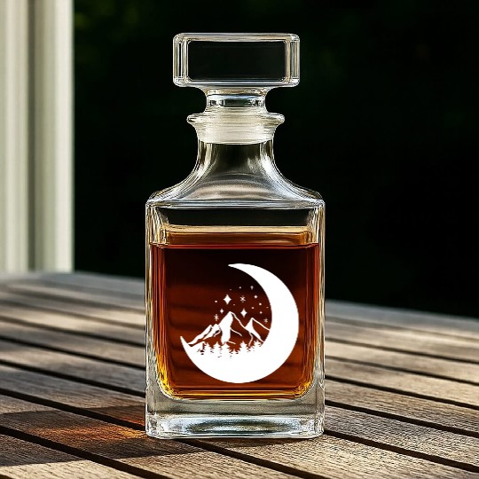 Mountains in the moon Full moon Whiskey Decanters