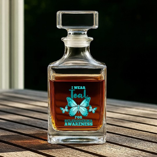 I Wear Teal For Scleroderma Awareness Whiskey Decanters