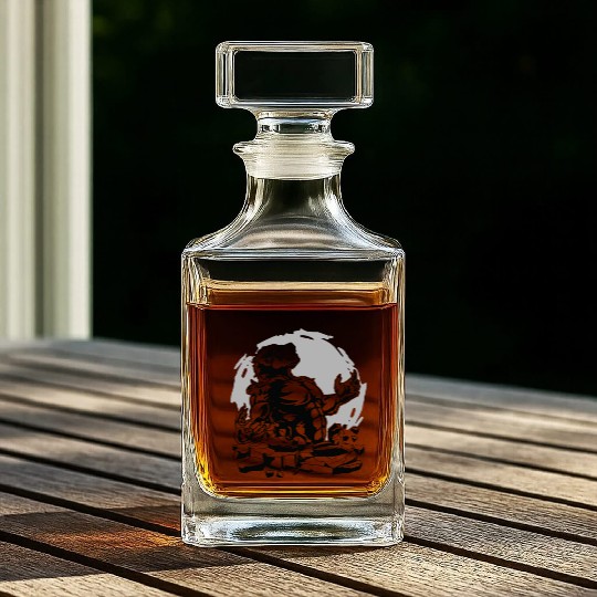 Halloween Monster Line Art Werewolf Horror Whiskey Decanters