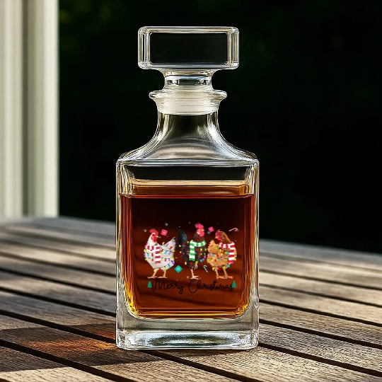 Merry Christmas Funny Chicken With Christmas Light Whiskey Decanters