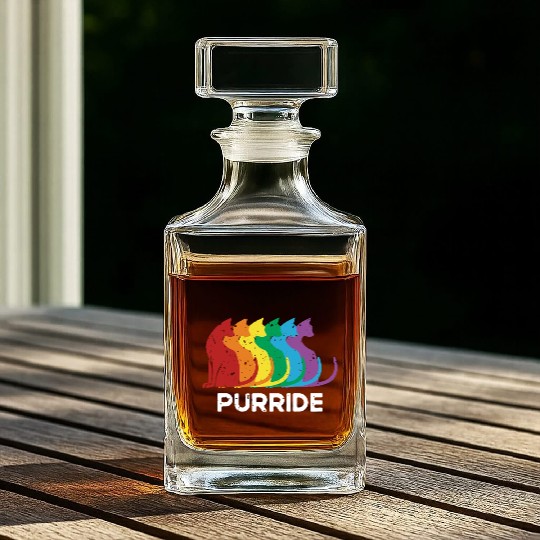 Purride Cat Pride Ally LGBT Community Rainbow Whiskey Decanters