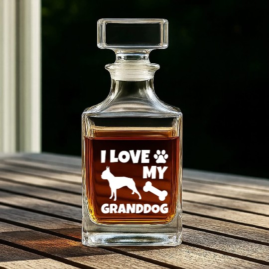 I Love My Granddog Boston Terrier Whiskey Decanters