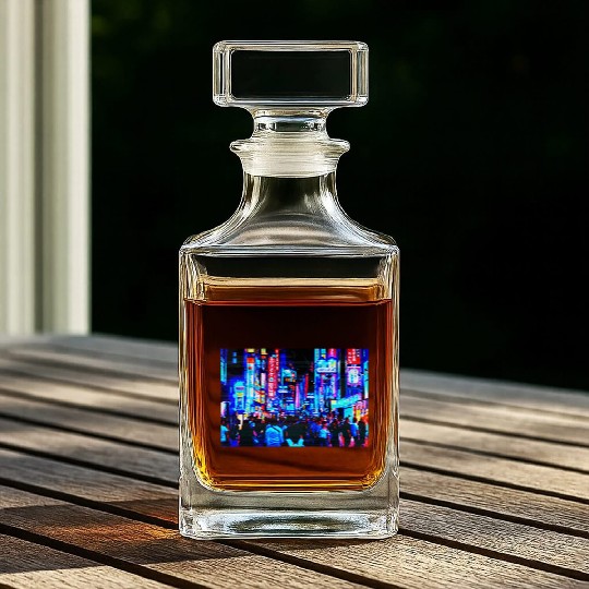 Japan City skyline Aesthetic Edit Whiskey Decanters