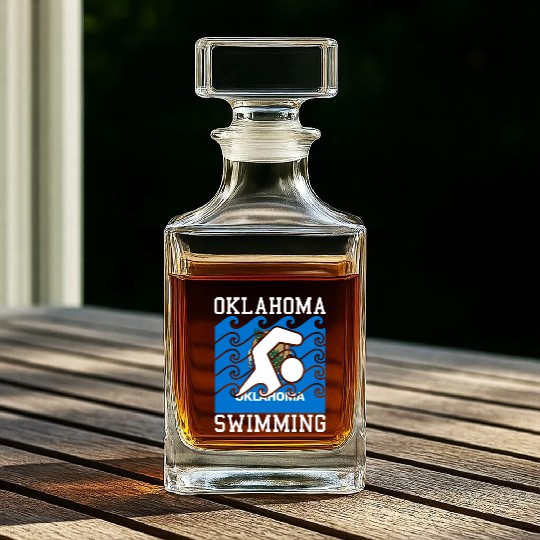 Oklahoma Flag Swimming Team Swim Swimmer US State Whiskey Decanters