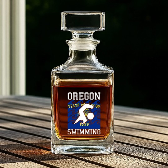 Oregon Flag Swimming Team Pacific Swim Swimmer US Whiskey Decanters
