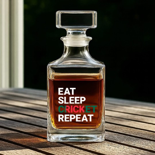 Eat Sleep Cricket Repeat BD Flag Sports Gift Whiskey Decanters