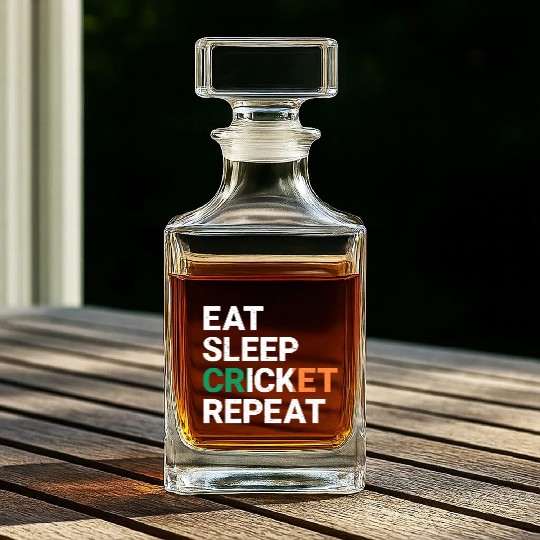 Eat Sleep Cricket Repeat Ireland Flag Sports Gift Whiskey Decanters