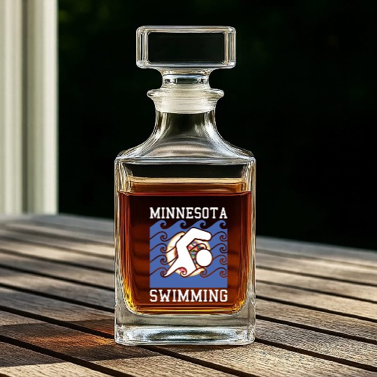 Minnesota Flag Swimming Team Swim Swimmer US State Whiskey Decanters