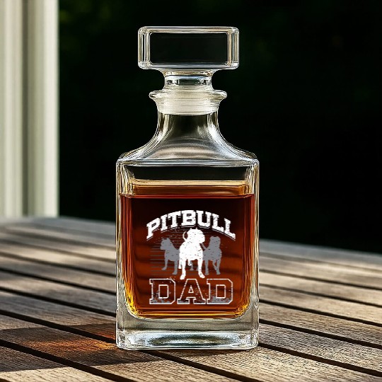 Dad Pitbull Lover Dog Owner Father Day Whiskey Decanters
