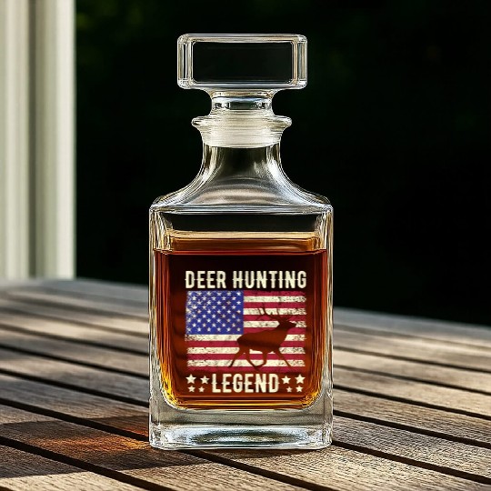 Deer Hunting Legend American Flag Whiskey Decanters