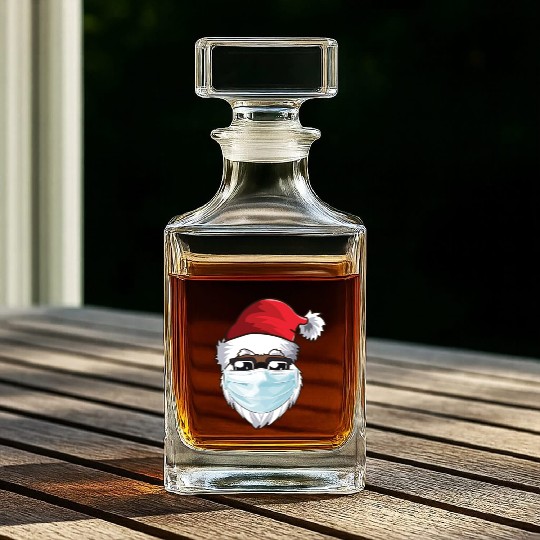 Black African American Christmas 2022 Santa Wearin Whiskey Decanters