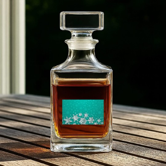 Teal Snowflakes Pattern Whiskey Decanters