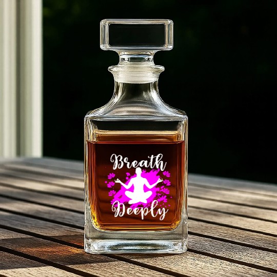 Yoga Whiskey Decanters Breath Deeply Pink Lotus Gift Whiskey Decanters