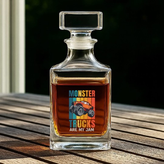 Monster Trucks Are My Jam Vintage Retro Whiskey Decanters