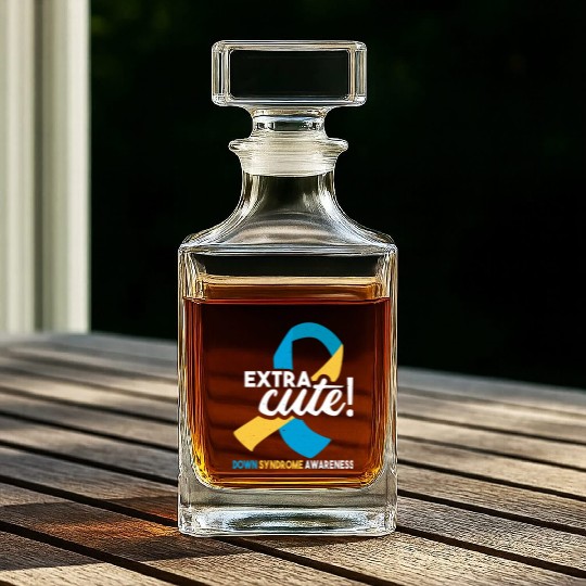 October Wear Blue Yellow Down Syndrome Awareness Whiskey Decanters