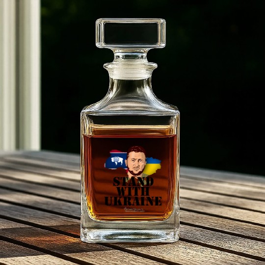 Ukraine Wyoming Flags Zelensky Whiskey Decanters