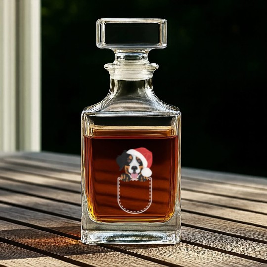 Bernese Mountain Dog Merry Christmas Whiskey Decanters