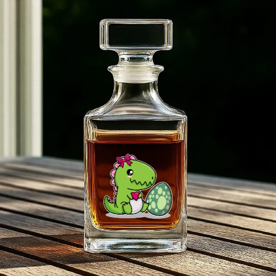 Big sister cute dino siblings boy girl heart love Whiskey Decanters