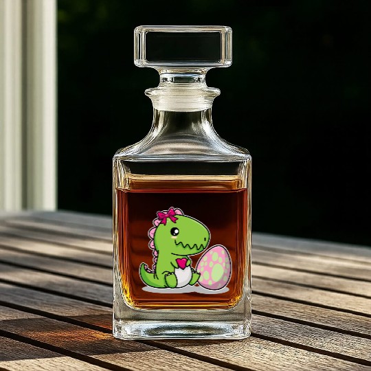 Big sister Cute dino with egg siblings boy girl Whiskey Decanters
