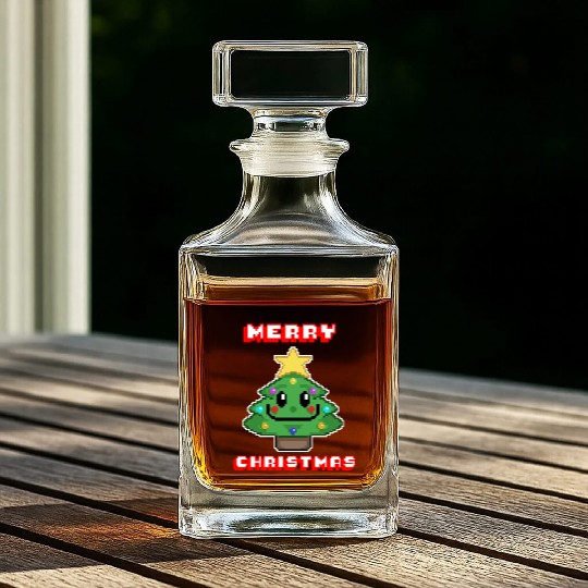 Merry Christmas I Xmas I 8 Bit Pixelated Whiskey Decanters