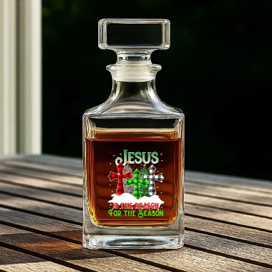 Jesus Is the Reason for the Season Holiday Christm Whiskey Decanters