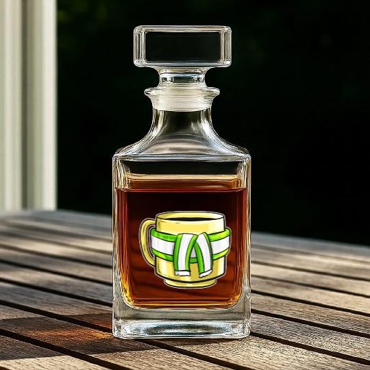 Autumn Beaker With Green White Striped Scarf For Whiskey Decanters