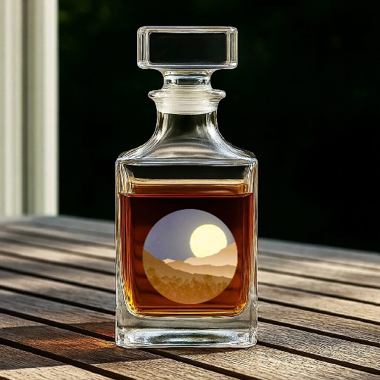Nightscape with full moon Whiskey Decanters