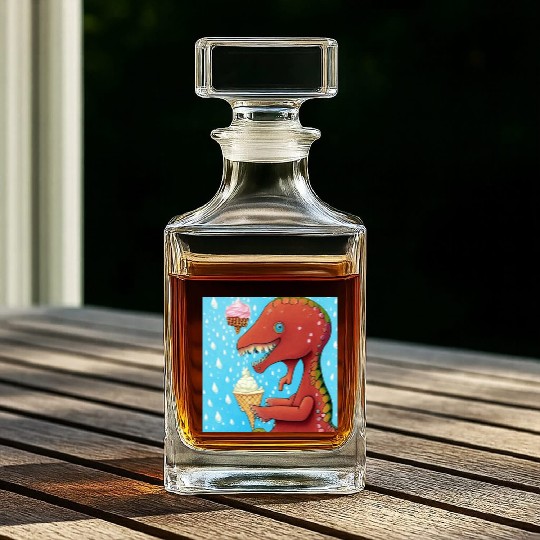 happy dinosaur love ice cream Whiskey Decanters
