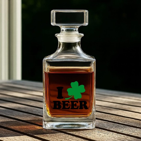 I Love Beer St Patricks Day Whiskey Decanters