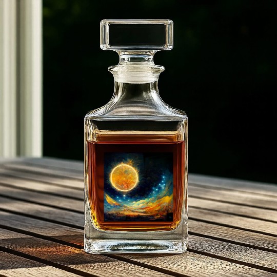 Full moon and Sun Whiskey Decanters