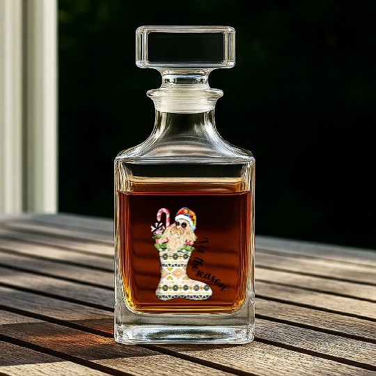 Tis the season Santa In Christmas Stocking Whiskey Decanters