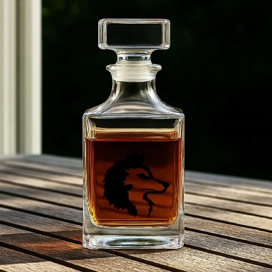 Alpha Wolf Cool Logo Whiskey Decanters