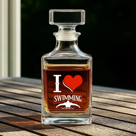 I Love Swimming Swimmer Swim Whiskey Decanters