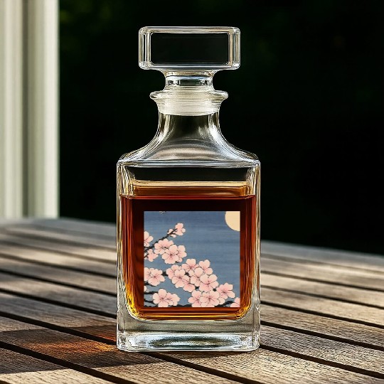 Ukiyo-e Sakura, Japanese Print Whiskey Decanters