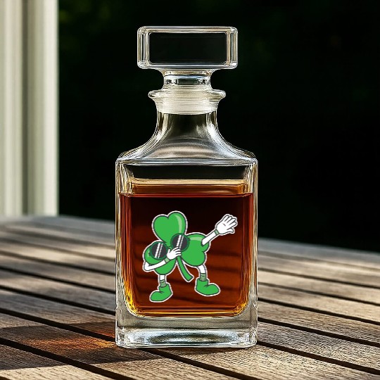 Dabbing Shamrock St Patrick's Day Lucky Clover Whiskey Decanters