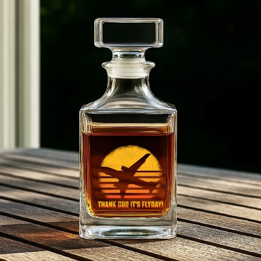 Thank God It's Flyday! Aviation Pilot Airline Whiskey Decanters