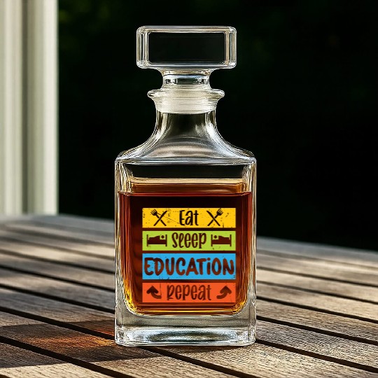 Teacher eat sleep education repeat teachers school Whiskey Decanters