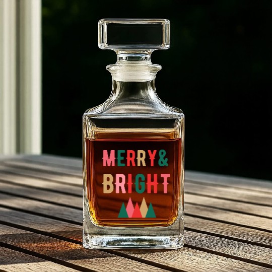 Merry and Bright Christmas tree Whiskey Decanters