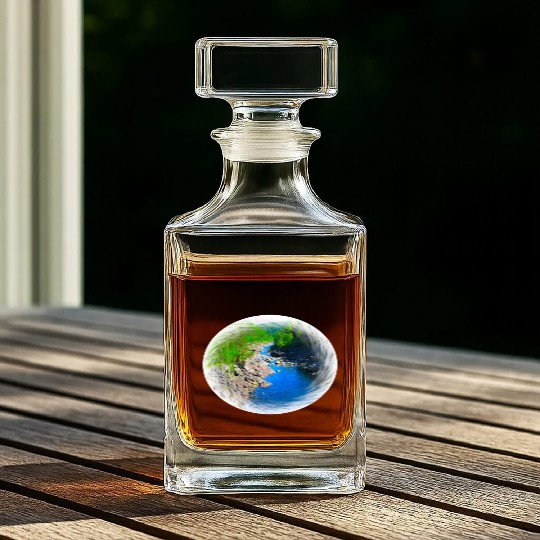 A river running through a valley in the wilderness Whiskey Decanters