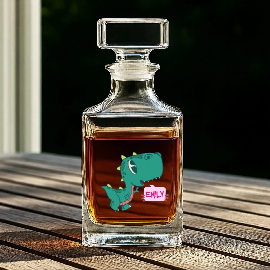 EMILY - Lovely girl name with cute dinosaur Whiskey Decanters