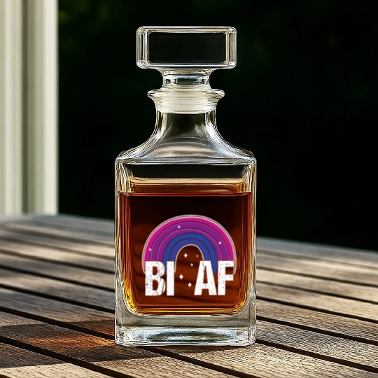 Bi AF Bisexual Pride Flag Rainbow Whiskey Decanters