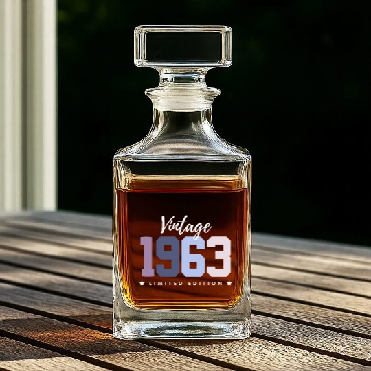 60 Years Vintage 1963 Retro 60th Birthday Whiskey Decanters
