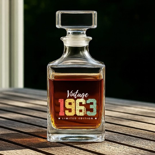 60 Years Vintage 1963 Retro 60th Birthday Whiskey Decanters