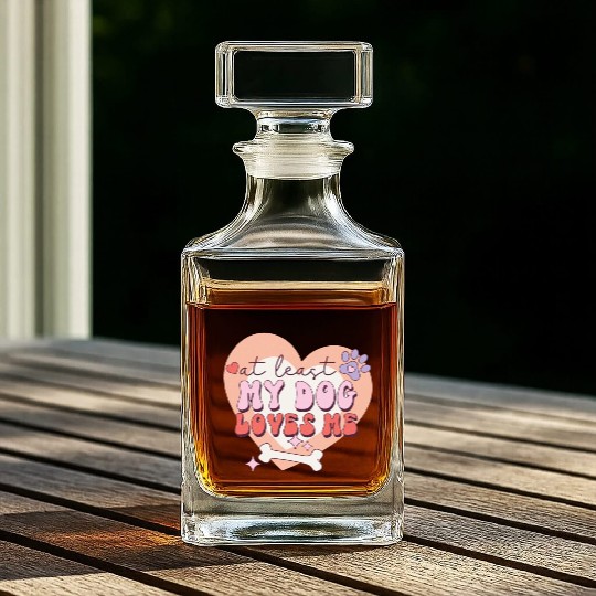 Funny At least My Dog Loves Me Anti Valentine Whiskey Decanters