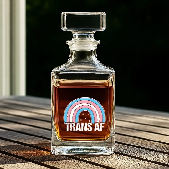 Trans AF Transsexual Transgender Pride Flag Rainbo Whiskey Decanters