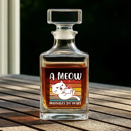 A meow massages the heart Whiskey Decanters
