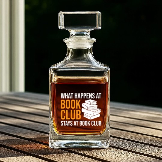 Reading What happens at Book Club stays at Book Cl Whiskey Decanters