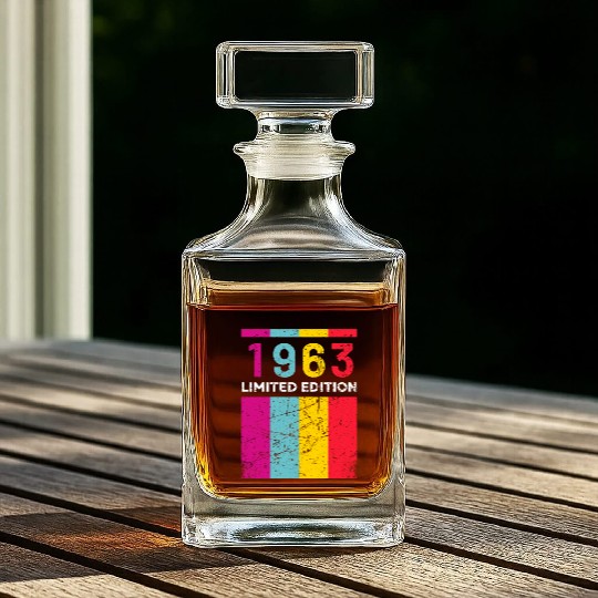 60 Years Vintage 1963 Retro 60th Birthday Whiskey Decanters