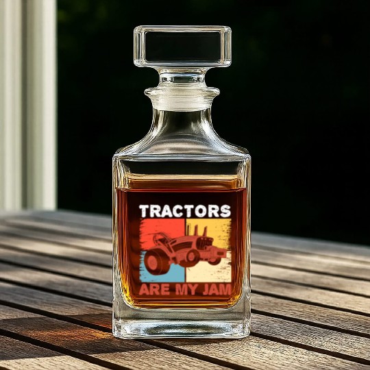 USA Flag America Farm Tractor Farming Life Farmer Whiskey Decanters
