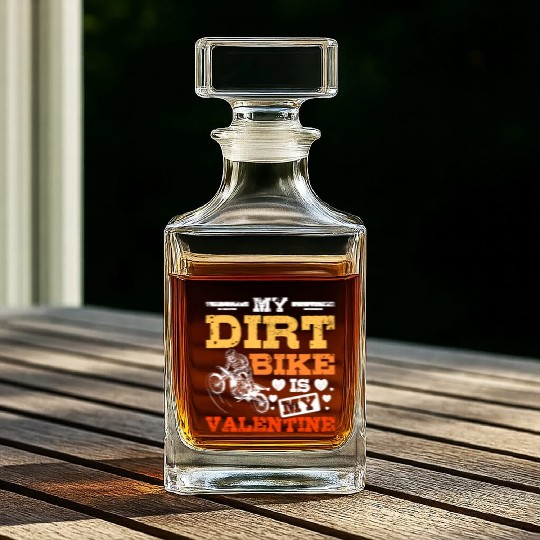 My Dirt Bike Is My Valentine Whiskey Decanters